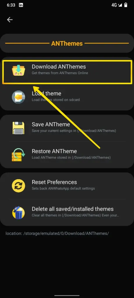 download an themes in an whatsapp